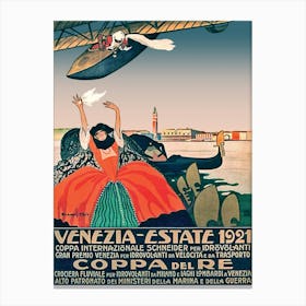 Venice, Italy, Vintage Aviation Poster Canvas Print