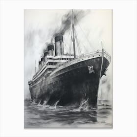 Titanic Sinking Ship Charcoal Illustration 2 Canvas Print