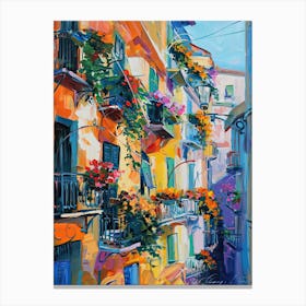 Balcony Painting In Naples 2 Canvas Print