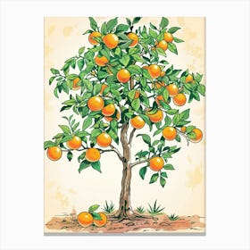 Orange Tree Storybook Illustration 1 Canvas Print