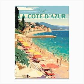 Cote D Azur France Travel Poster 4 Canvas Print