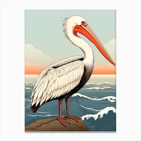 Pelican Animal Drawing In The Style Of Ukiyo E 1 Canvas Print