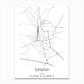 Leszno,Poland Minimalist Map Canvas Print