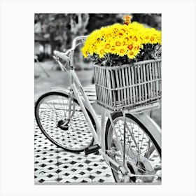 Yellow Flowers On A Bicycle Canvas Print