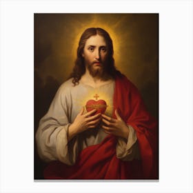 Sacred Heart Of Jesus, Oil On Canvas Portuguese School, 19th Century 007 Canvas Print