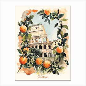 Rome Italy Colloseum With Oranges Canvas Print