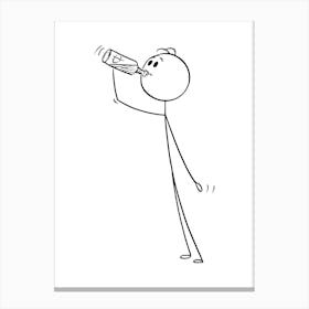 Stick Figure Drinking Water Canvas Print