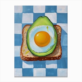 Avocado Egg On Toast Blue Checkerboard 2 Canvas Print