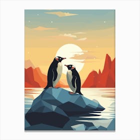 Penguins On Icebergs Canvas Print