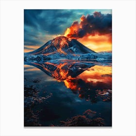 Icelandic Volcano At Sunset Canvas Print