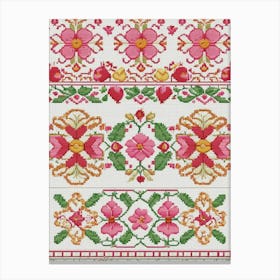 Flower Cross Stitch Pattern Canvas Print