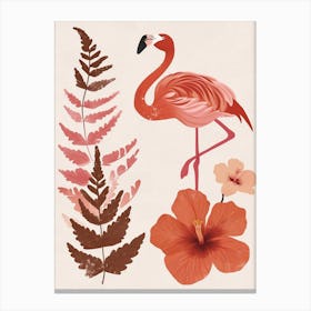 Jamess Flamingo And Hibiscus Minimalist Illustration 1 Canvas Print