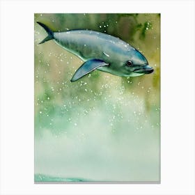 Bottlenose Dolphin Storybook Watercolour Canvas Print
