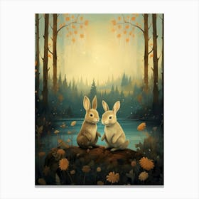 Rabbits In The Forest Canvas Print
