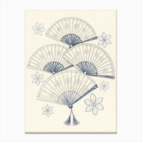 Minimalist Ink Sketch Of Vintage Paper Fan Shape Canvas Print