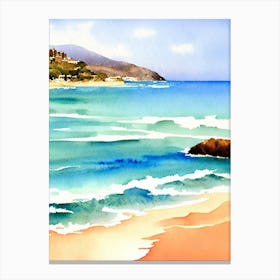 Cala De Mijas Beach, Costa Del Sol, Spain Watercolour Canvas Print