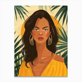 Tropical Woman In Yellow Dress Canvas Print