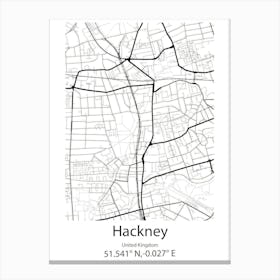 Hackney,United Kingdom Minimalist Map Canvas Print