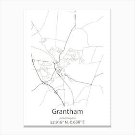 Grantham,United Kingdom Minimalist Map Canvas Print