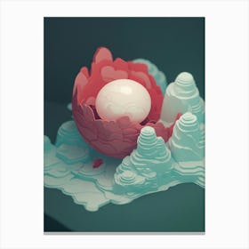 Egg On A Rock 3d Illustration Canvas Print