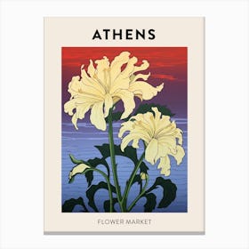 Athens Greece Botanical Flower Market Poster Canvas Print