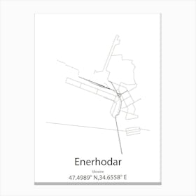 Enerhodar,Ukraine Minimalist Map Canvas Print