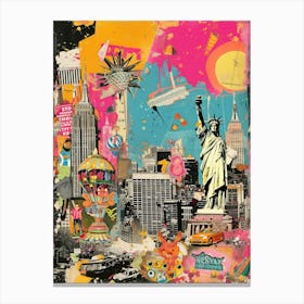 New York   Retro Collage Style 2 Canvas Print