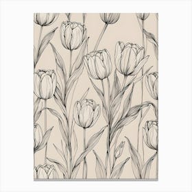 Tulips Line Drawing Canvas Print