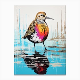 Andy Warhol Style Bird Dunlin 3 Canvas Print