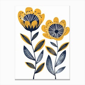 Yellow And Blue Flowers 2 Canvas Print