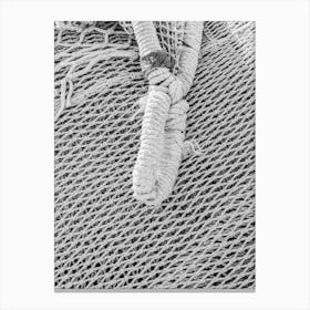 fishing net maritime fish-net pattern texture black and white close-up Canvas Print