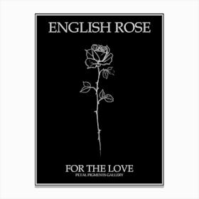 English Rose Black And White Line Drawing 27 Poster Inverted Canvas Print
