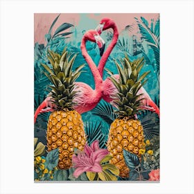 Flamingo & Pineapple Kitsch Collage 2 Canvas Print