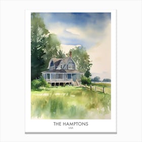 The Hamptons 5 Watercolour Travel Poster Canvas Print