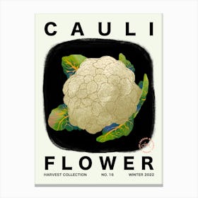 Cauliflower Vegetable Kitchen Typography Canvas Print