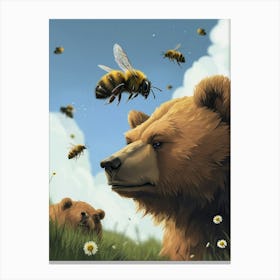 Halictidae Bee Storybook Illustration 4 Canvas Print