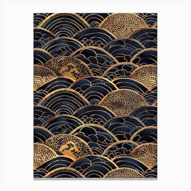 Gold And Black Waves Canvas Print