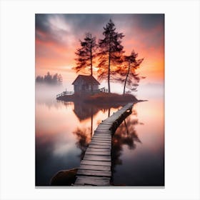 sunset on the lake 1 Canvas Print
