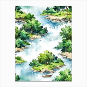 Watercolor river painting Canvas Print