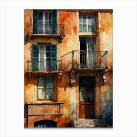 Watercolor Of A Building 1 Canvas Print