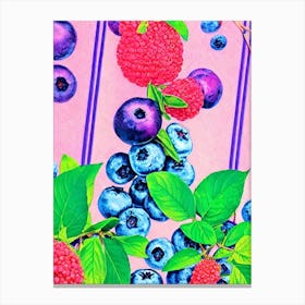 Blueberry 1 Risograph Retro Poster Fruit Canvas Print
