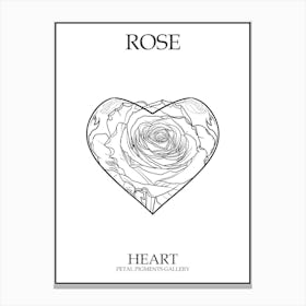 Rose Heart Line Drawing 1 Poster Canvas Print