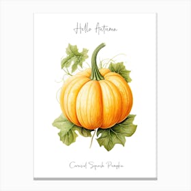 Hello Autumn Carnival Squash Pumpkin Watercolour Illustration 3 Canvas Print