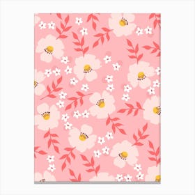 Pink Floral Art Canvas Print