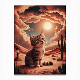 Cat In The Desert 4 Canvas Print