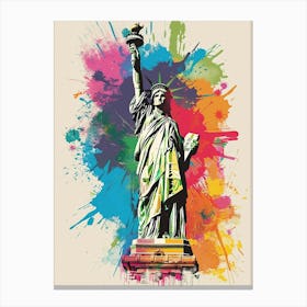 Statue Of Liberty New York Colourful Silkscreen Illustration 3 Canvas Print
