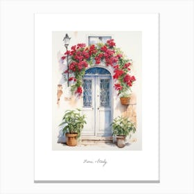 Bari, Italy   Mediterranean Doors Watercolour Painting 1 Poster Canvas Print