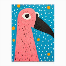 Pink Polka Dot Flamingo 1 Canvas Print