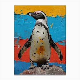 Galapagos Penguin Robben Island Colour Block Painting 2 Canvas Print