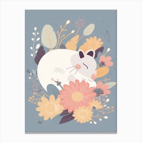 Cute Kawaii Flower Bouquet With A Sleeping Possum 1 Canvas Print